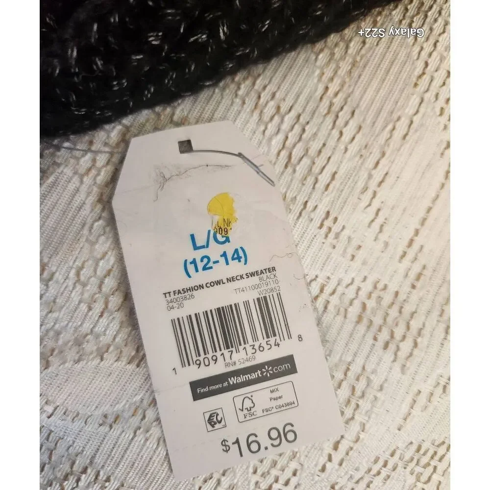 S5 Time and Tru cowl neck sweater charcoal ribbed knit NWT - Picture 8 of 12